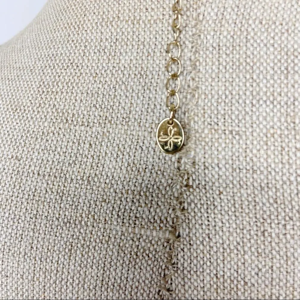 Peach Rhinestone Floral Bibb Necklace
